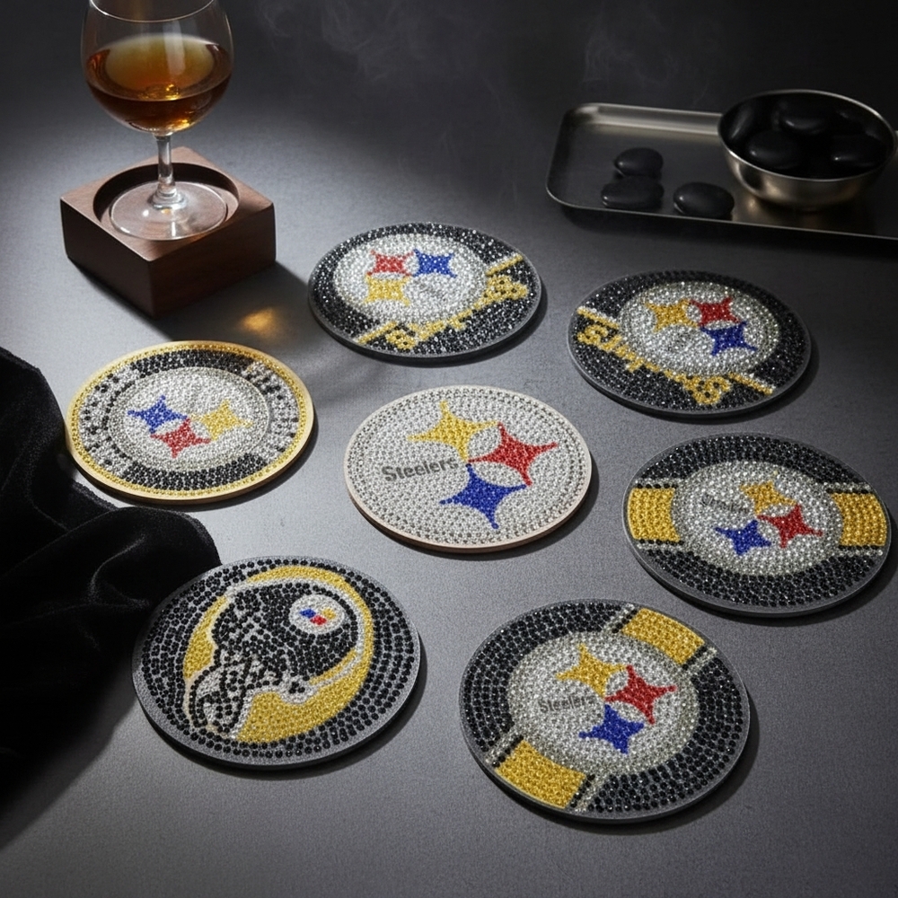 NFL Team Logo Coaster Set - Black, Gold, Silver